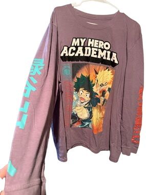 My Hero Academia Long Sleeve Graphic Tee | Anime Shirt | Unisex Oversized Mauve
